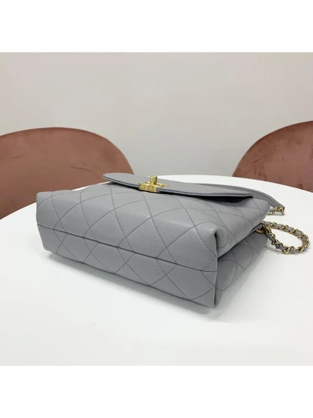 Chanel Quilted CC Logo Caviar Leather 2-Way Shoulder Bag